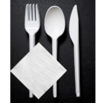 White Cutlery Set (Spoon, Fork, Knife & Napkin) 500Pieces