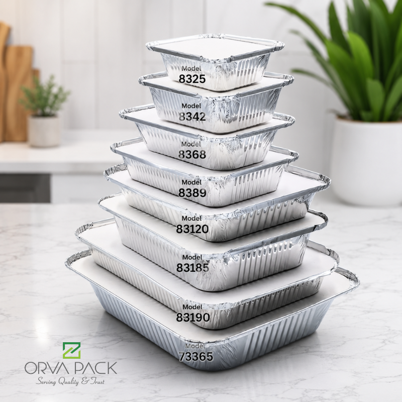 Aluminium Food Containers with Paper Lids – Disposable, Food‑Grade, Heat‑Safe | Multiple Sizes