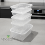 Clear Rectangular Microwave Container with Lid – 500ml to 1500ml