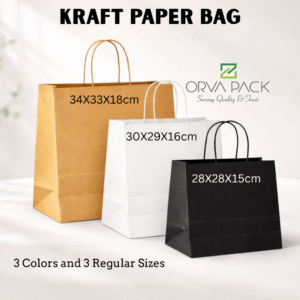 Kraft Paper Bags with Twisted Handles – 3 Colors & 3 Sizes | 25 – 250 pcs | Wholesale & Retail