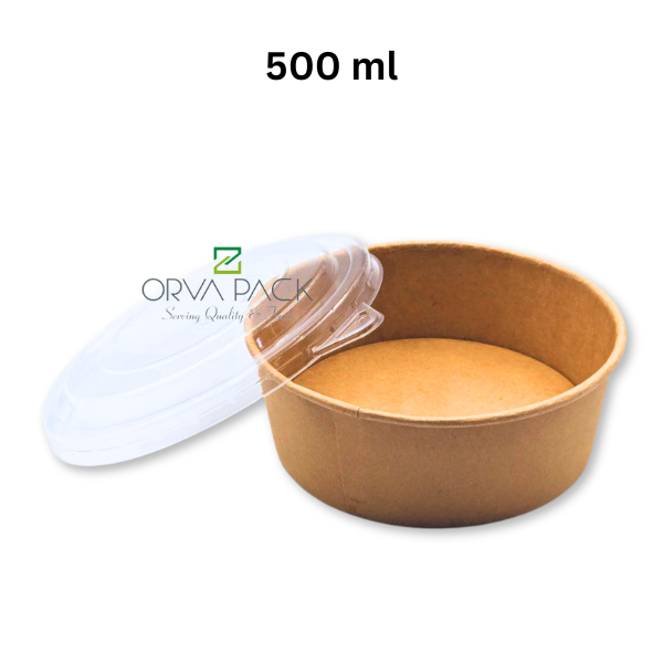 Kraft Round Salad Bowl with PET Lid | 300 pcs | 500ml–1300ml | Eco-Friendly Takeaway Containers UAE - Image 9