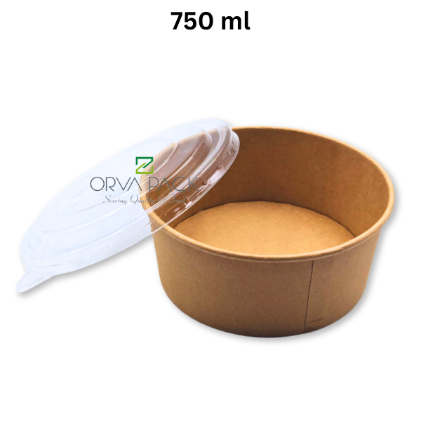 Kraft Round Salad Bowl with PET Lid | 300 pcs | 500ml–1300ml | Eco-Friendly Takeaway Containers UAE - Image 8