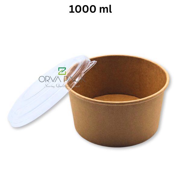 Kraft Round Salad Bowl with PET Lid | 300 pcs | 500ml–1300ml | Eco-Friendly Takeaway Containers UAE - Image 7