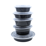 Black Base Microwavable Round Container with Clear Lid- Heavy Duty 16 oz, 24 oz, 32 oz, 40 oz 50 – 150 pieces