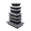 Black Base Microwavable Rectangular Container with Lid- 16 oz, 24 oz, 28 oz, 32 oz, 38 oz, 58 oz