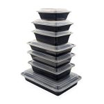 Black Base Microwavable Rectangular Container with Lid- 16 oz, 24 oz, 28 oz, 32 oz, 38 oz, 58 oz