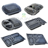 Black Base Meal Containers 1-6 Compartments / Portions with Clear Lid