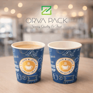 : 6.5 oz printed paper cup heavy‑duty for hot and cold drinks – ORVA PACK UAE