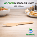 PureEarth Wooden Knife – 165mm |1500 pcs (Pack of 30 x 50 Pieces) | Biodegradable & Eco-Friendly