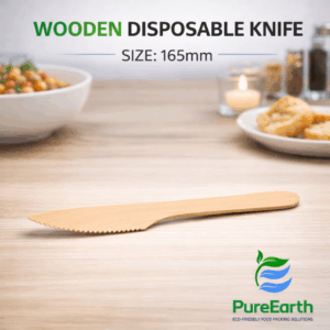 PureEarth Wooden Knife – 165mm |1500 pcs (Pack of 30 x 50 Pieces) | Biodegradable & Eco-Friendly
