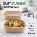 Kraft Rectangular Salad Bowl with Lid | 300 pcs | 500–1000ml | Eco-Friendly UAE