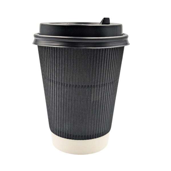 12 oz Ripple Paper Cup with Lid 500 Cups | Double Wall | Heat Resistant - Image 2