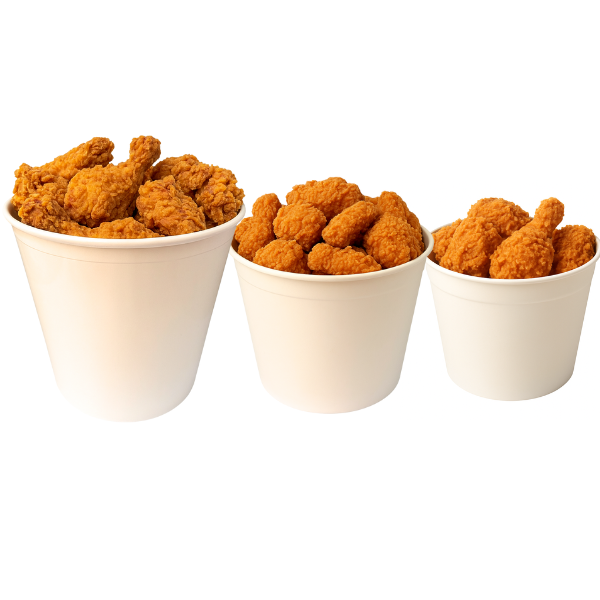 White Paper Chicken Buckets – Small (85 oz), Medium (130 oz), Large (170 oz) – 100–150 Pcs - Image 12