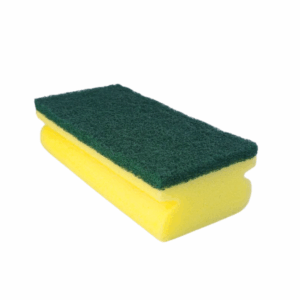 Durable Kitchen Cleaning Sponge with Green Scour Pad – Packing 10 x 12 Pieces-14 cm x7 cm x4 cm – Dual Action Cleaning Pad