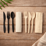 PureEarth Premium PLA Biodegradable Cutlery – 500 Pcs in Black, Beige & White | Eco-Friendly, Food-Grade Disposable Utensils for Sustainable Dining - Black