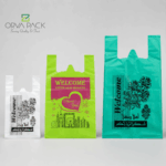 Plastic Shopping Bag – T‑Shirt Type, Welcome Printed, HDPE, Various Sizes (40×40 to 60×80 cm)