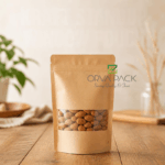Kraft Stand Up Pouch with Window UAE | Resealable Zip Lock Food Packaging Bags